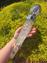 Quartz Ceremonial Wand with Smoky Quartz Sphere & Sterling Silver