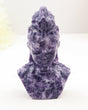 Natural Lepidolite Kuan Yin carving 404g in lavender and purple crystal, 12cm Guanyin Goddess of Compassion crystal statue for peace and meditation.