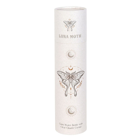 Luna Moth Glass Water Bottle with Clear Quartz Crystal – 500ml