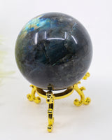 Labradorite Crystal Sphere 284g – Genuine Madagascan Labradorite with Brilliant Blue Flash