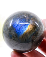 Labradorite Crystal Sphere 303g – Genuine Madagascan Labradorite with Spectacular Blue & Gold Flash
