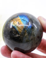 Labradorite Crystal Sphere 303g – Genuine Madagascan Labradorite with Spectacular Blue & Gold Flash