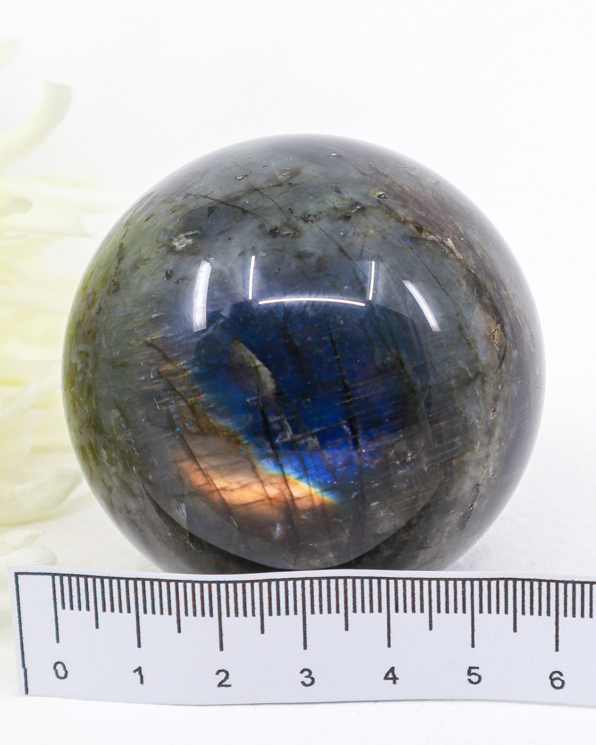 Labradorite Crystal Sphere 303g – Genuine Madagascan Labradorite with Spectacular Blue & Gold Flash