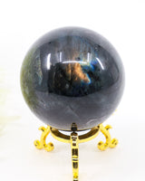 Labradorite Crystal Sphere 320g – Genuine Madagascan Labradorite with Blue & Golden Flash