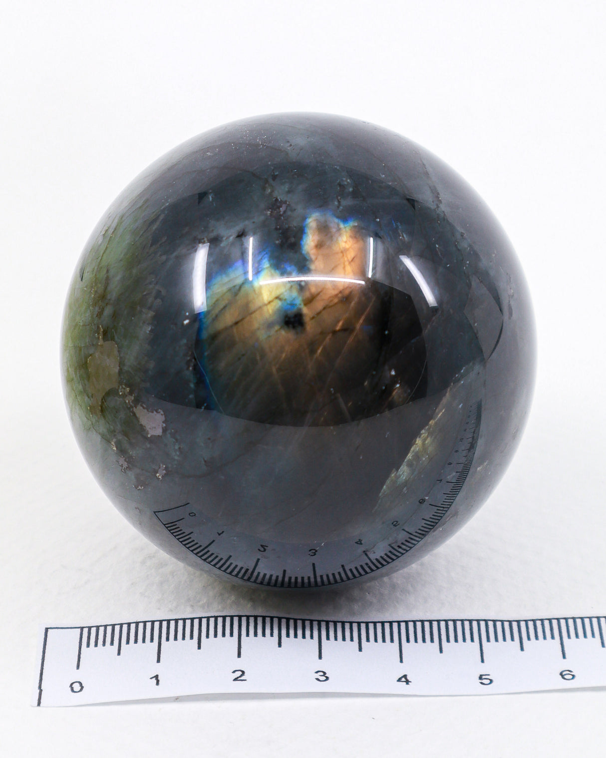 Labradorite Crystal Sphere 320g – Genuine Madagascan Labradorite with Blue & Golden Flash