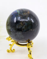 Labradorite Crystal Sphere 253g – Genuine Madagascan Labradorite with Blue, Aqua & Golden Flash