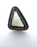 Natural Triangular Czech Moldavite Ring in Solid 925 Sterling Silver – Size 8 | 6.82g