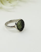 Genuine Czech Moldavite Sterling Silver Ring – Size 7 | 2.86g | One of a Kind