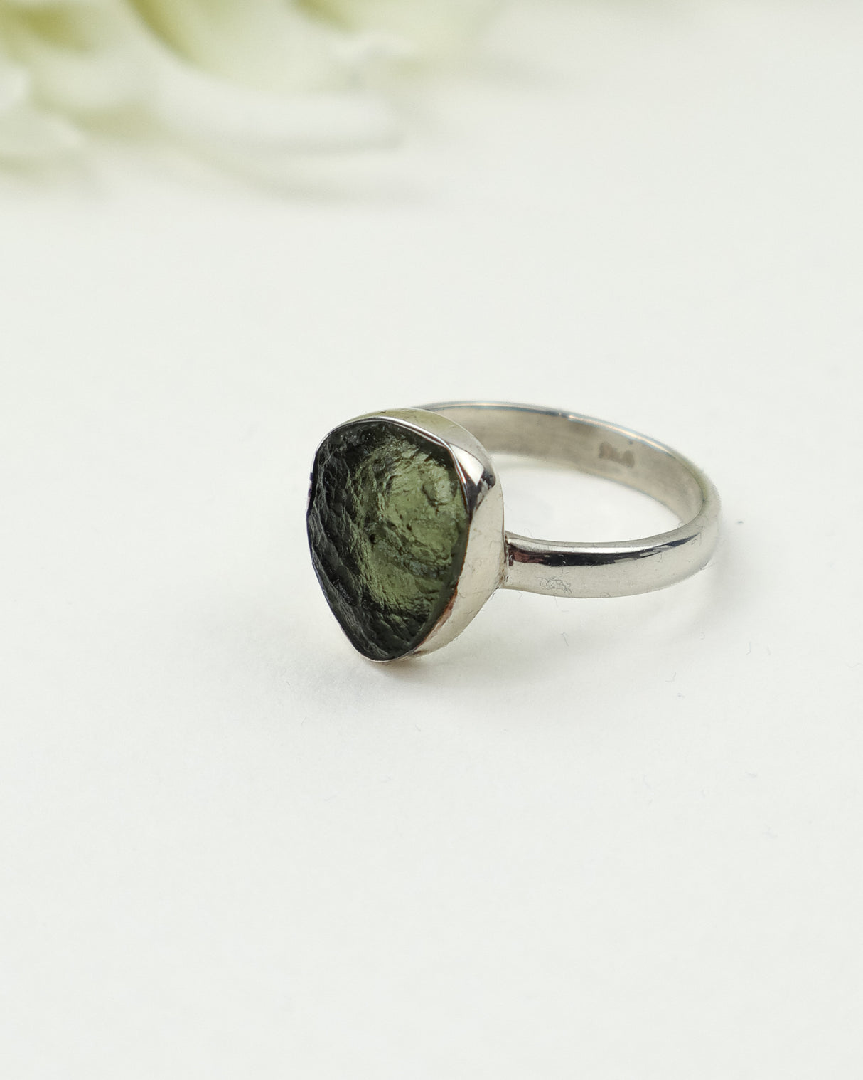 Genuine Czech Moldavite Sterling Silver Ring – Size 7 | 2.86g | One of a Kind