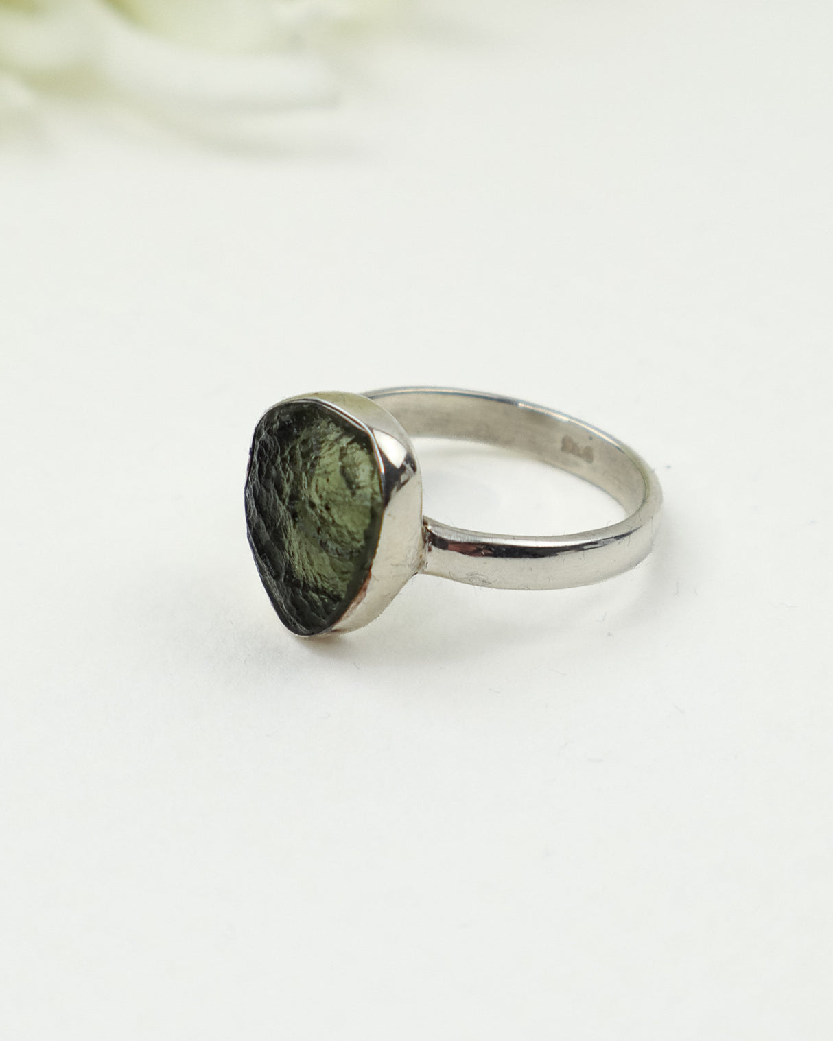 Genuine Czech Moldavite Sterling Silver Ring – Size 7 | 2.86g | One of a Kind