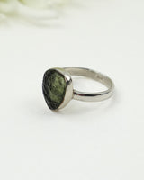 Genuine Czech Moldavite Sterling Silver Ring – Size 7 | 2.86g | One of a Kind