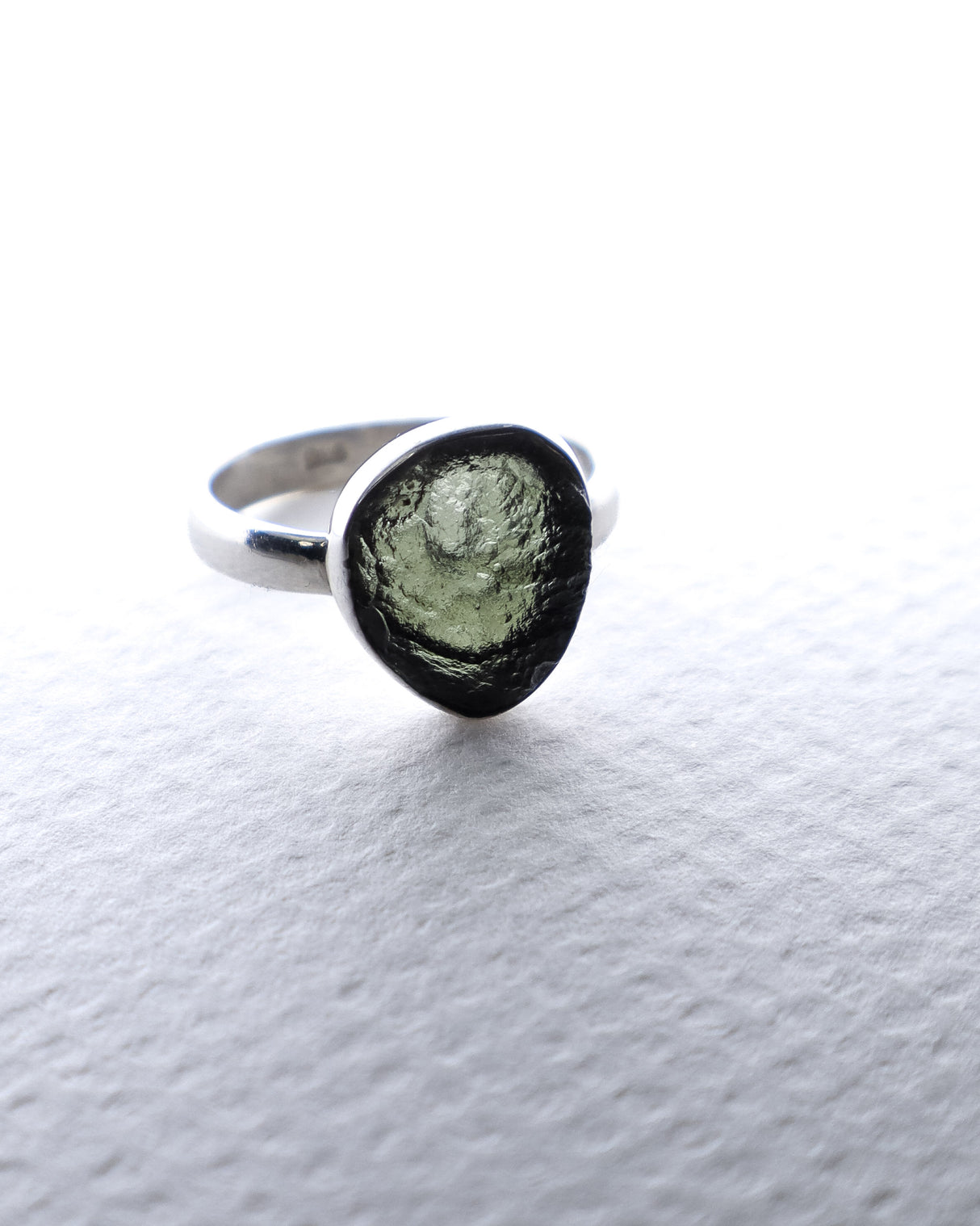 Genuine Czech Moldavite Sterling Silver Ring – Size 7 | 2.86g | One of a Kind