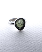 Genuine Czech Moldavite Sterling Silver Ring – Size 7 | 2.86g | One of a Kind