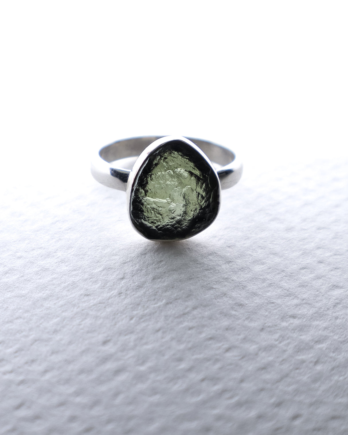 Genuine Czech Moldavite Sterling Silver Ring – Size 7 | 2.86g | One of a Kind