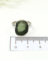 Genuine Czech Moldavite Sterling Silver Ring – Cosmic Portal | Size 5