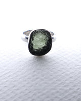 Genuine Czech Moldavite Sterling Silver Ring – Cosmic Portal | Size 5