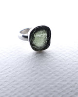Genuine Czech Moldavite Sterling Silver Ring – Cosmic Portal | Size 5