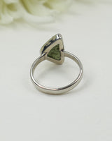 Raw Moldavite Sterling Silver Ring – Triangle Freeform | Size 9
