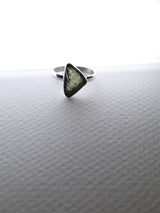 Raw Moldavite Sterling Silver Ring – Triangle Freeform | Size 9