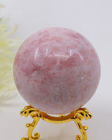 Premium 342g Pink Opal crystal sphere polished natural healing crystal with display stand.