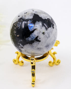 140g Rainbow Moonstone Sphere with vibrant blue flash, natural polished crystal sphere for intuition, meditation and emotional healing.