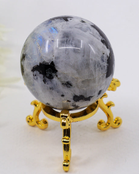 Rainbow Moonstone Sphere 140g - Lunar Veil