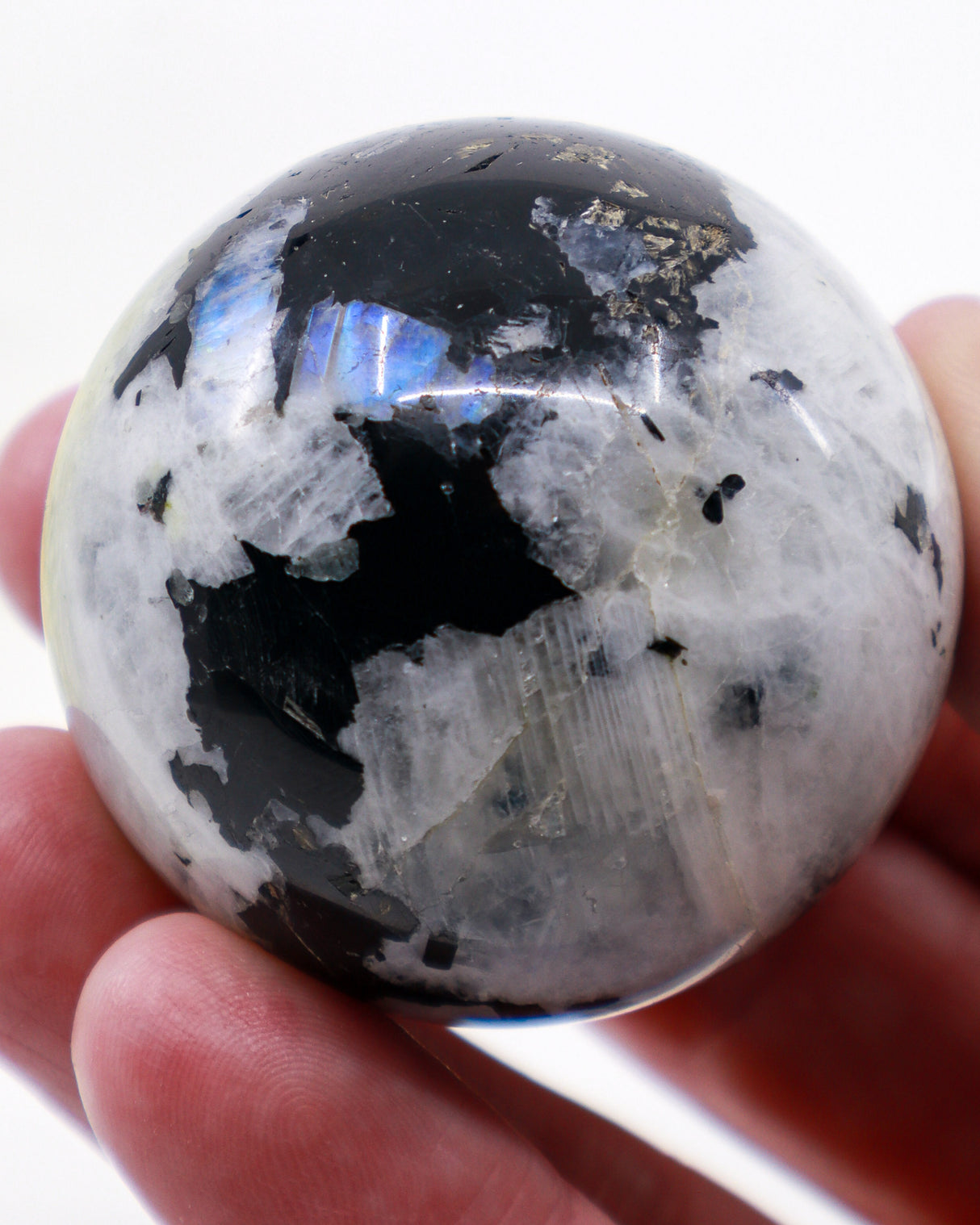 Rainbow Moonstone Sphere 140g - Lunar Veil