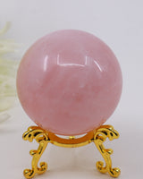 Natural Rose Quartz Crystal Sphere 234g polished healing crystal ball for Heart Chakra healing, unconditional love and spiritual home décor.