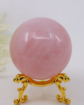 Natural Rose Quartz Crystal Sphere 234g polished healing crystal ball for Heart Chakra healing, unconditional love and spiritual home décor.