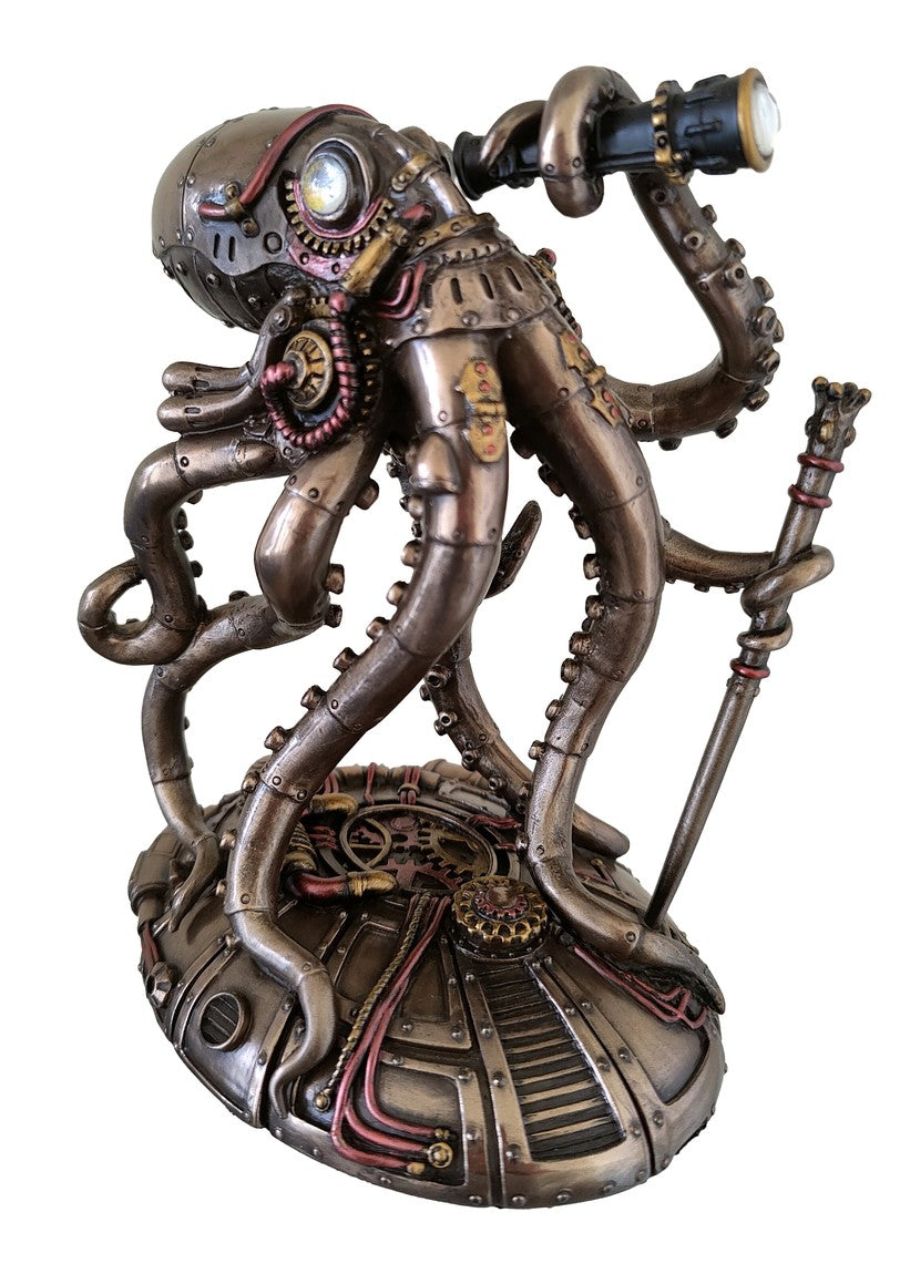 Steampunk Seabed Hiker Octopus statue in cold cast bronze