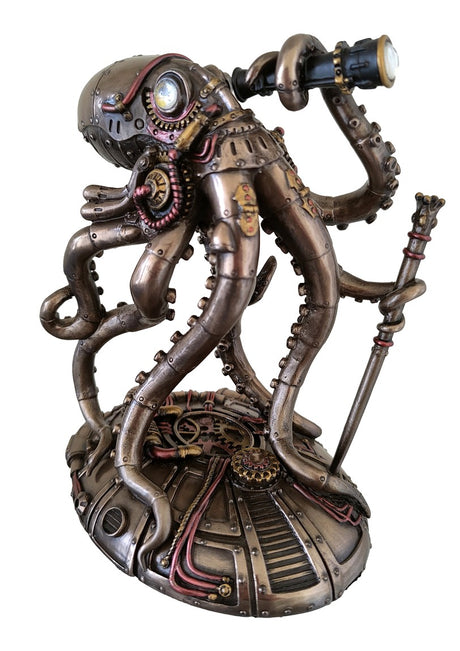 Steampunk Seabed Hiker Octopus statue in cold cast bronze