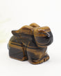 Tiger Eye rabbit crystal carving with golden brown natural banding and polished finish