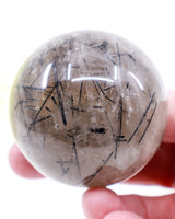 Black Tourmalinated Quartz Sphere 319g – A Crystal of Protection & Clarity