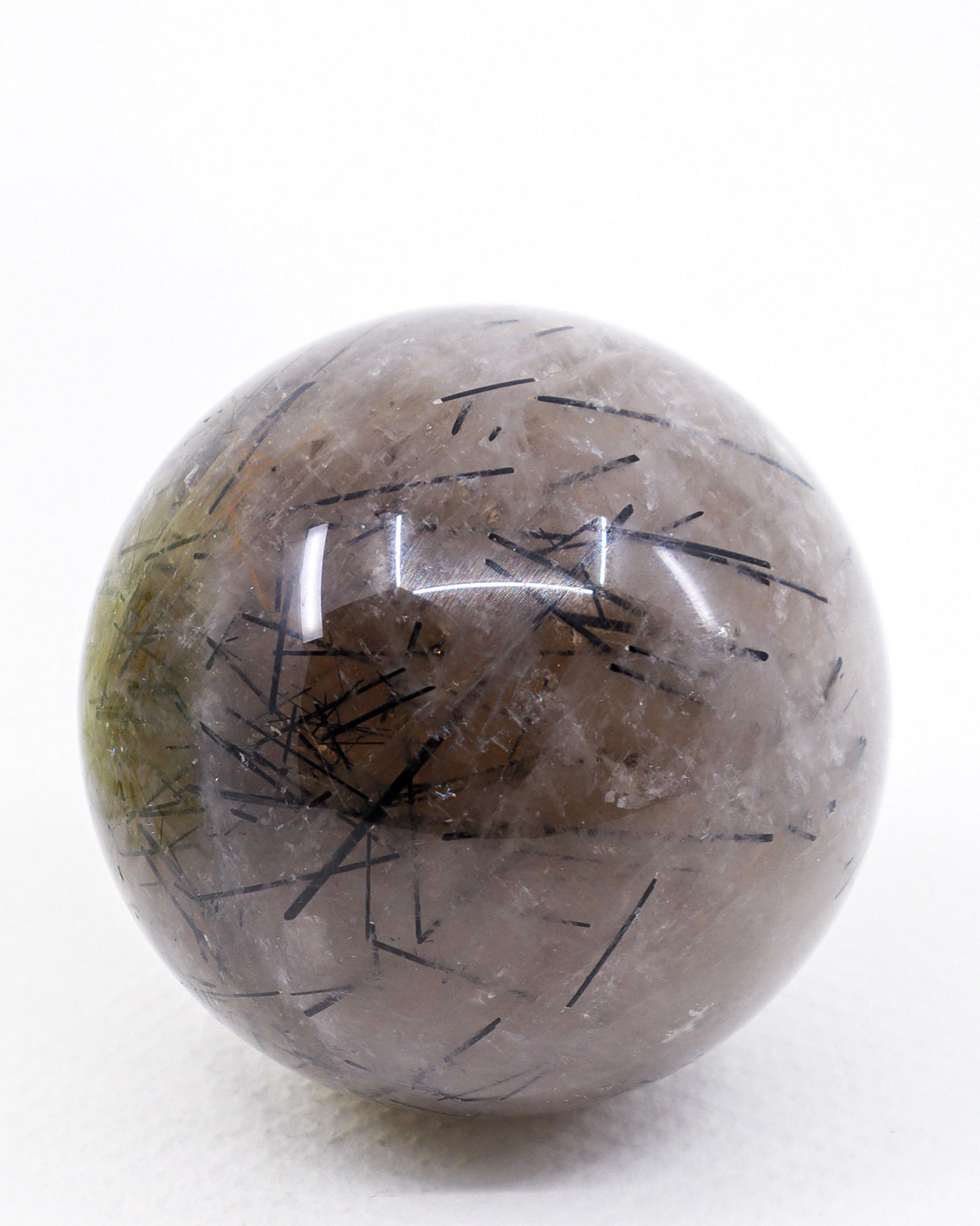 Black Tourmalinated Quartz Sphere 319g – A Crystal of Protection & Clarity