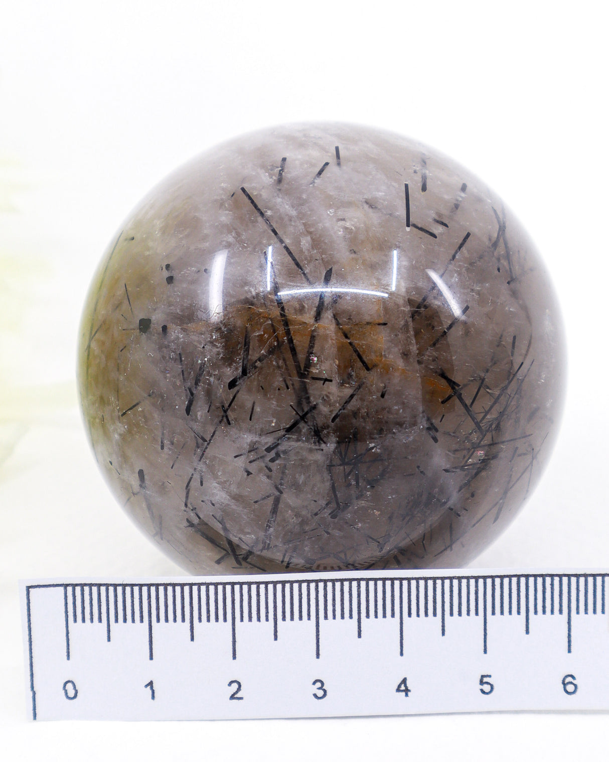 Black Tourmalinated Quartz Sphere 319g – A Crystal of Protection & Clarity