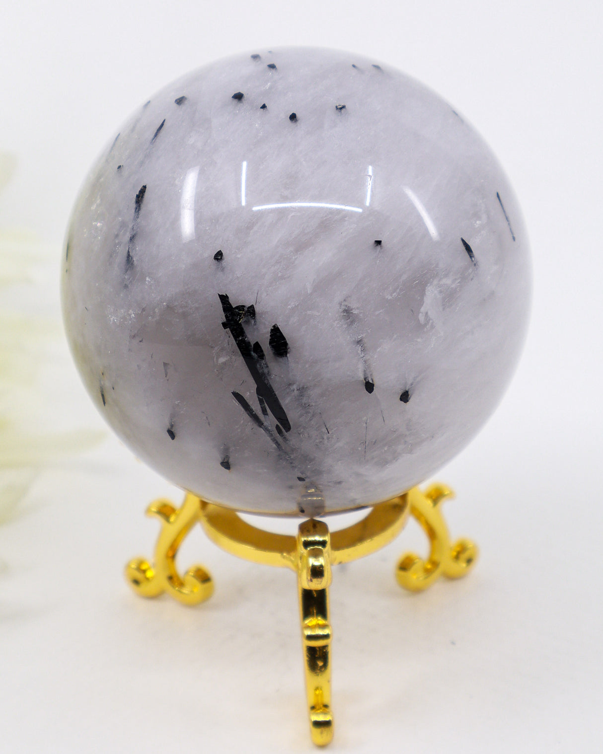Black Tourmalinated Quartz Sphere 363g – Grounding, Protection & Mental Clarity