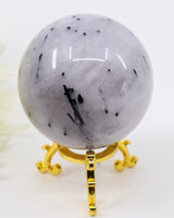 Black Tourmalinated Quartz Sphere 363g – Grounding, Protection & Mental Clarity