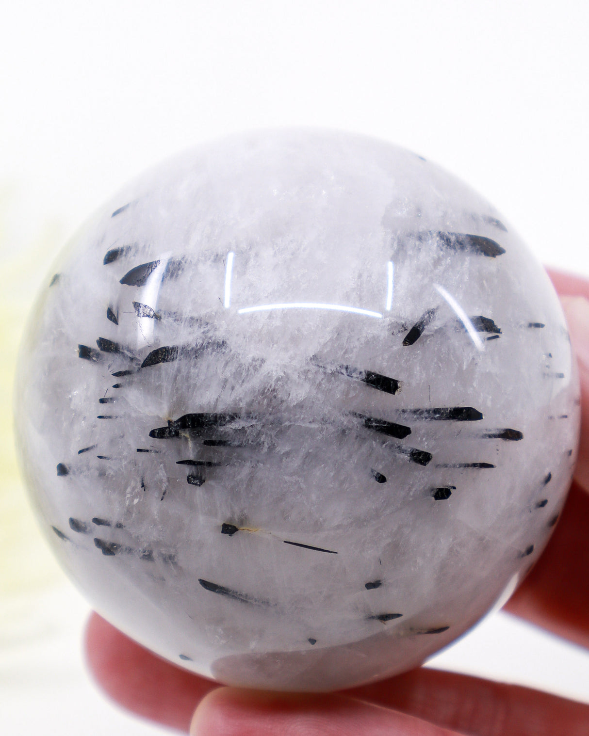 Black Tourmalinated Quartz Sphere 363g – Grounding, Protection & Mental Clarity