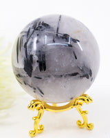 Black Tourmalinated Quartz Sphere 456g – A Stone of Protection, Balance & Clear Thinking