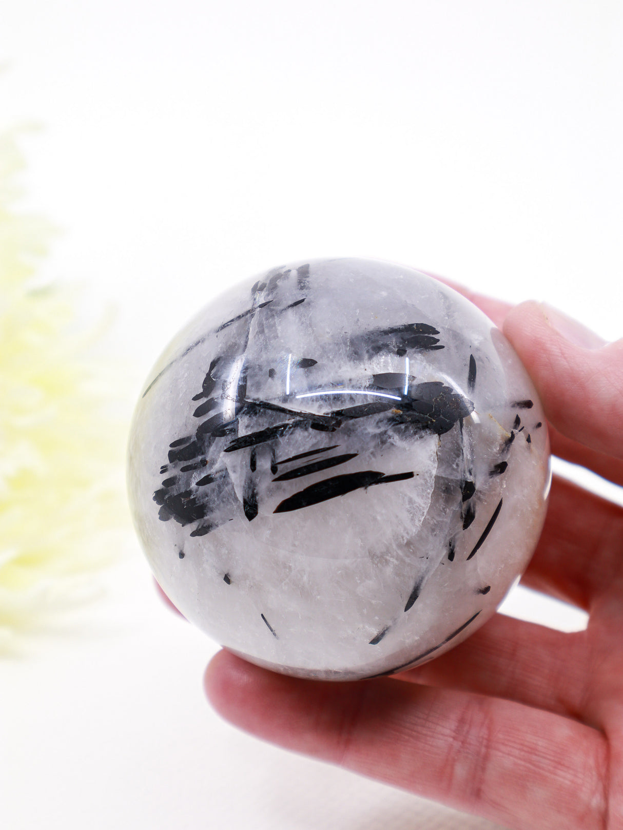 Black Tourmalinated Quartz Sphere 456g – A Stone of Protection, Balance & Clear Thinking