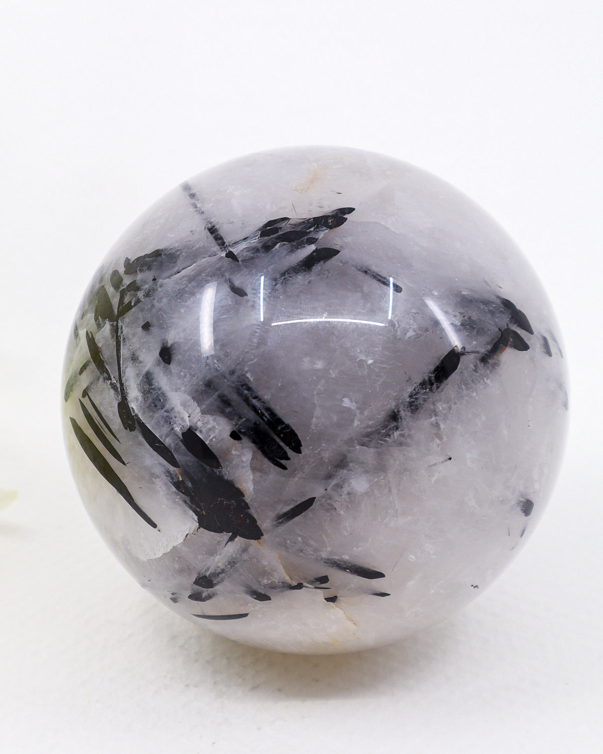 Black Tourmalinated Quartz Sphere 456g – A Stone of Protection, Balance & Clear Thinking