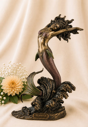 Cold Cast Bronze Yemaya Statue depicting the Goddess of the Ocean, motherhood and healing, measuring 26cm tall.