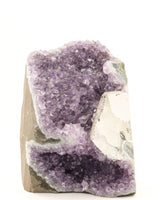 Large 2.285kg Amethyst Cluster with natural Calcite formation featuring sparkling purple crystal points and stunning geological patterns.