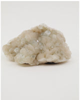 Natural Apophyllite and Stilbite crystal cluster 382g with sparkling clear and pale green crystals on cream mineral matrix