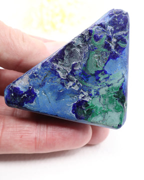 Natural Azurite with Malachite freeform 188g featuring vivid royal blue Azurite, emerald green Malachite and layered mineral formations, polished collector crystal specimen.