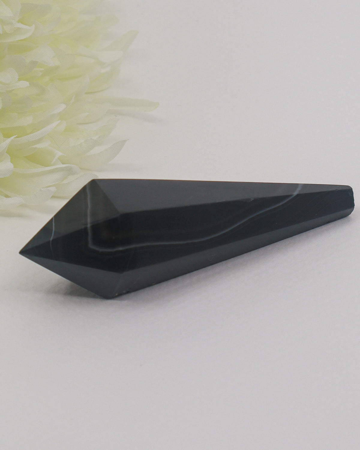 Black Agate Crystal Wand 75g – The Dark Guardian | Protection & Strength