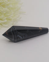 Black Agate Crystal Wand 72g – The Guardian’s Eye | Protection & Grounding