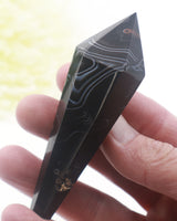 Black Agate Crystal Wand 72g – The Guardian’s Eye | Protection & Grounding