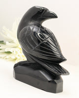 Black Obsidian Raven Carving | 12cm | Approx 900g | Protection & Wisdom