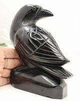 Black Obsidian Raven Carving | 12cm | Approx 900g | Protection & Wisdom